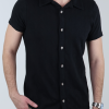 Camisa Negra De Punto Hombre Manga Corta Estilo Casual Cómoda
